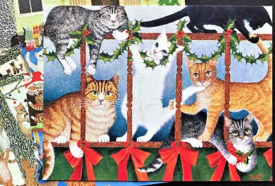 SET OF 4 Cat Christmas Cards Postcard Assorted Pat Scott Dancing Music Post Card • $7.99