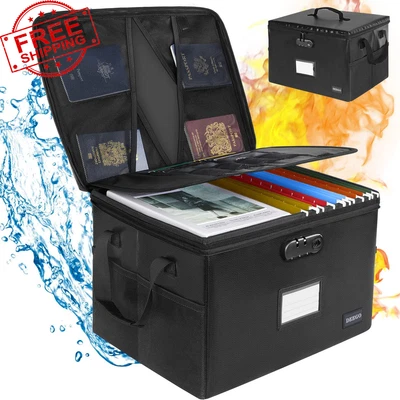 $45.38 • Buy Fireproof Document Box, Water-Resistant File Organizer Box With Lock, Portable F