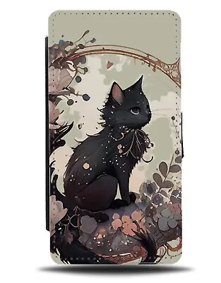 Fantasy Black Cat Flip Wallet Case Cats Fantasies Magical Majestic Anime AE36 • £19.99