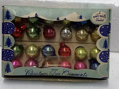 Box With 24 Shiny Brite Miniature Feather Tree Christmas Ornaments Some Wear • $20