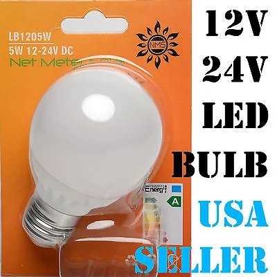 12V 24V DC 5W E27 Base Cool Pure White Day Light LED Light Bulb RV Boat Solar • $9.50