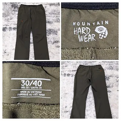 Mountain Hardwear Mens Size 30/40 Green Outdoor Soft Shell Pants Drawstring Hem • $19.99