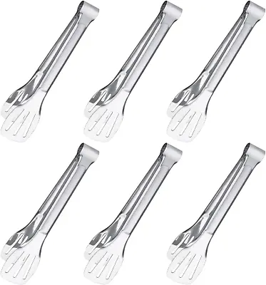 Serving Tongs 7Inch Buffet Tongs Stainless Steel Food Tong Small Serving U 6Pcs • $9.24
