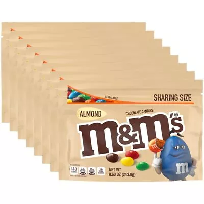 M&M'S Almond Milk Chocolate Candy Sharing Size 8.6 Resealable Bag Pack Of 8 • $53.35
