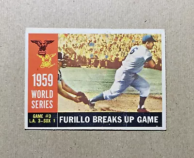 1960 Topps Baseball #387 World Series Game #3 Furillo Breaks Up Game Vintage EX • $3.99