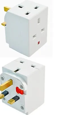 3 WAY Adaptor Converter 13 AMP Socket Household Fused Multi Plug 3 Pin UK Home • £4.99