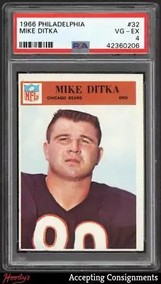 1966 Philadelphia #32 Mike Ditka PSA 4 VG-EX BEARS • $0.99