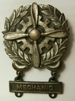 WW2 AAF Sterling Technician Badge W/  MECHANIC  Bar - Air Corps - PB  Tg • $70