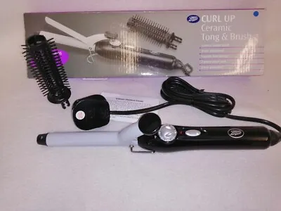 £13.99 • Buy Boots Curl-Up Tongs & Brush Electric Hair Curling Tongs And Slim Brush Cool Tip