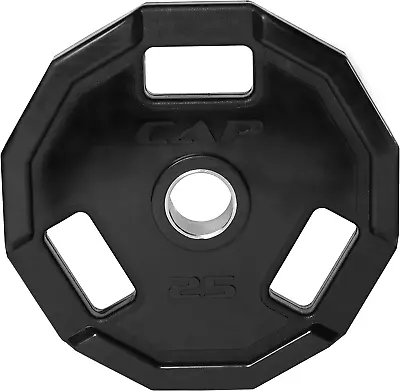 12-Sided Rubber Olympic Grip Weight Plates Black | Multiple Sizes • $189.99