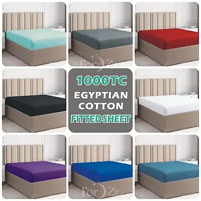 $26.99 • Buy 1000TC Egyptian Cotton Bottom Fitted Sheet Single/KS/Double/Queen/King/SK Bed