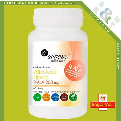 R-ALA  -  R Alpha Lipoic Acid  200 Mg - 60 Tablets -  ALINESS  • £14.49