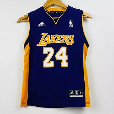 Adidas LA Lakers NBA Basketball Jersey Kobe Bryant #24 Youth Size S Purple • $59.95