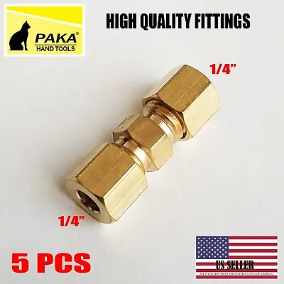 5 PC – 1/4  ( 6 Mm ) UNION COMPRESSION FITTINGS BRASS • $11.99