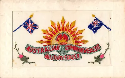 Postcard  Military Wwi Silks Australia Commonwealth  Military Forces Flags • £9.90