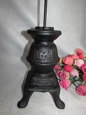 Vintage Black Cast Iron Pot Belly Stove Desk Table Lamp 27” Tall  • $49.99