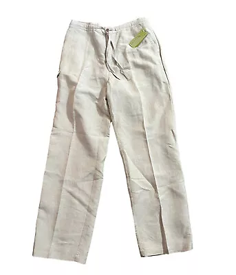 NEW Cubavera Mens Pants Linen Rayon L 36-38 Beige Side Pocket Drawstring NWT • $27.20