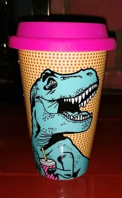 Mustard Ceramic Dinosaur Travel Cup • £12.50