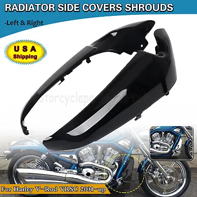 $118.98 • Buy Vivid Black ABS Radiator Side Cover Shrouds For Harley V-Rod 2001-up VRSC VRSCAW