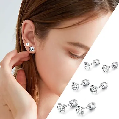 Lady Pack Of Titanium Screw Back Earrings For Sensitive Ears Titanium Steel • £2.39