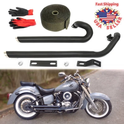 $145 • Buy Shortshots Staggered Exhaust Muffler Pipes For Yamaha V Star XVS1100 Dragstar US