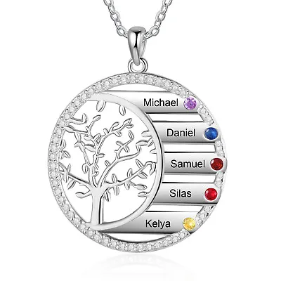 Personalize Family Necklace Tree Of Life 5 Kids Names Pendant For Women Grandma • $16.99