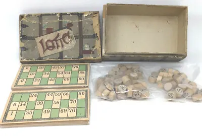 Antique *RARE* Lotto Board Game McLoughlin Bros 1890s Travel Trunk Box :E • $35