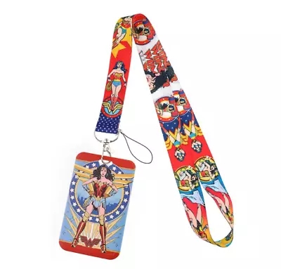 Wonder Woman Superhero Comic Movie Logo Red Blue Lanyard With ID Badge Holder • $7.99