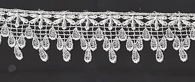 NEW IVORY 2 3/8 INCH  FALLING PEDAL DESIGN VENISE LACE  Tri • $2.59