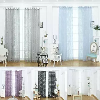 Grommet Floral Textured Window Curtain Tulle Scarf 39''x98'' • $12.27