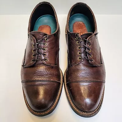 H S Trask Brown Bison Leather Cap Toe Lace Up Oxford Dress Shoes Men's US 11 M • $28