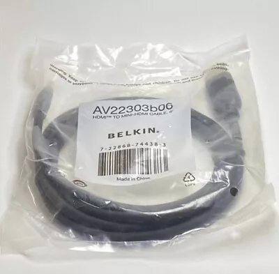 Belkin 6 Ft HDMI To Mini-HDMI Cable AV22303b06 • $8.90