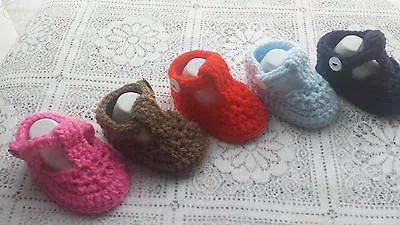£3.50 • Buy BABY SHOES,HAND CROCHET/KNITTED BABY  -T-SHOES,baby First Shoes,unisex Shoes,