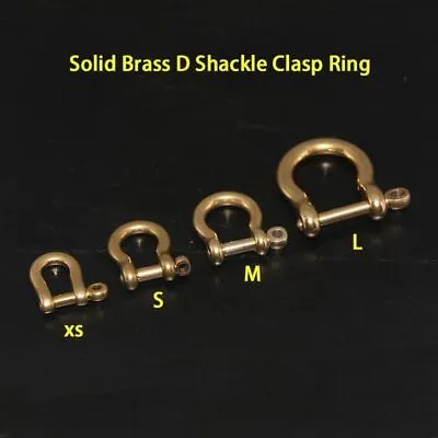 2 X Brass D Shackle Clasp Ring For Keyring Key Pouch Belt Loop Fastener Clip DIY • £3.94