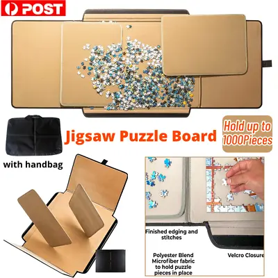 Portable Jigsaw Puzzle Board Mat Holds Up To 1000 Pieces Pizzle Carrier With Bag • $68.27