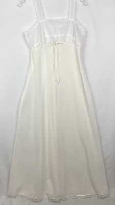 Vintage Lingerie S Val Mode White & Cream Slip Nightgown USA READ #23E • $10.99