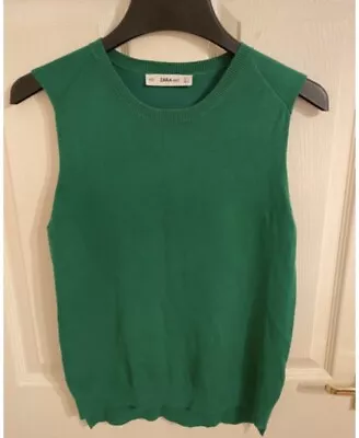 Zara M Green Knit Vest Round Neck • £5