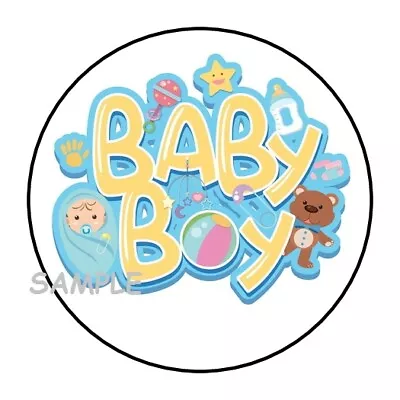 30 BABY BOY SHOWER Stickers Favors Labels Round 1.5  ENVELOPE SEALS DECORATIONS • $2.64