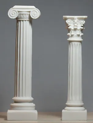 Set 2 Greek Columns Ionic & Corinthian Style Pillar Pedestal Decor Sculpture • $48.60