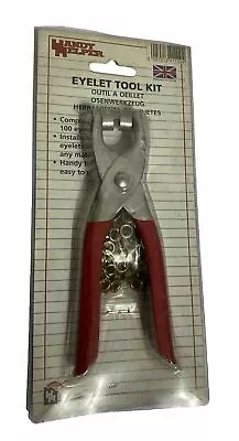 HANDY  Eyelet Plier Punch Tool DIY Hole Maker Leather Craft Kit With Eyelets • £9.39
