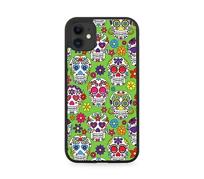 Colourful Sugar Skull Drawing Rubber Phone Case Skulls Mexican Flowers G588 • £15.90