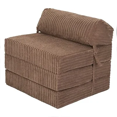 £79.97 • Buy Jumbo Cord Fold Out Single Sofa Bed Futon Zbed Filled Folding Chair Mattress 