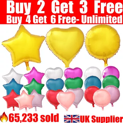 £0.99 • Buy 18 Inch Big Star Heart Round Foil Balloons Helium Balloon Party Birthday Wedding