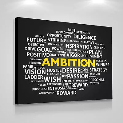 Ambition Word Cloud Modern Wall Art Office Decor Motivation Canvas Print Sign • $69.95