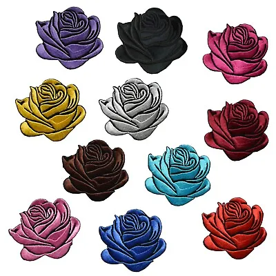 #5172  2 3/4  Rose Flower Embroidery Iron On Applique Patch • $2.99