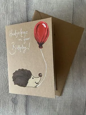 £3.50 • Buy Hedgehog Card Hedgehugs Handmade Hand Painted Card | Birthday