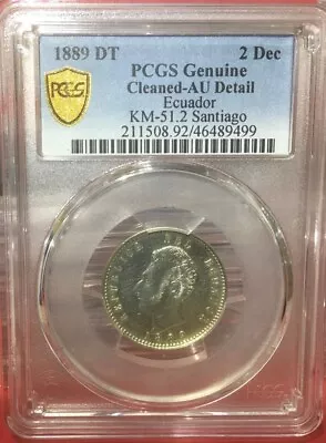 Ecuador  2  Decimos   1889 Santiago  Km # 51.2  Pcgs Au Detail. • $124.50