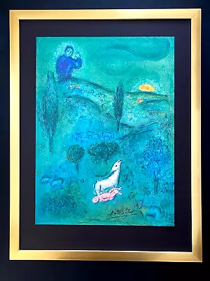 Marc Chagall + 1977 Beautiful Signed Print Framed + Buy It Now!! • $179