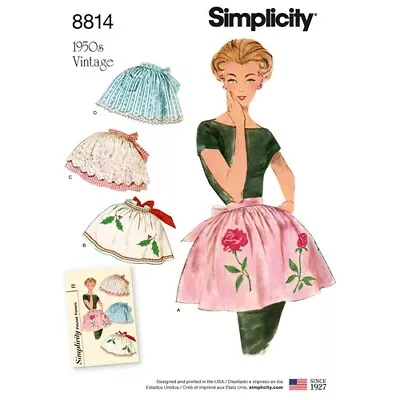 Simplicity Sewing Pattern 8814 Misses Half Aprons W/Trim Var Vintage 1950s • $15.95