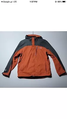Mountain Hardwear Orange Gray Waterproof Rain Shell Dry Q Full Zip Hooded Jacket • $65
